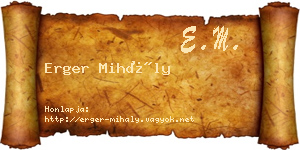 Erger Mihály névjegykártya